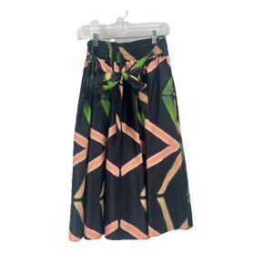 Full Circle Midi Skirt Patterned Dark Romantic Black Belt India Cotton Pull On S